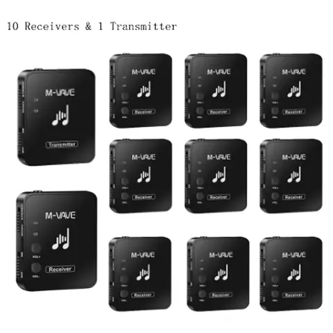 M-VAVE WP-10 2.4GHz Wireless Earphone Monitor Transmission System Rechargeable Transmitter & Receiver Stereo Mono Recording