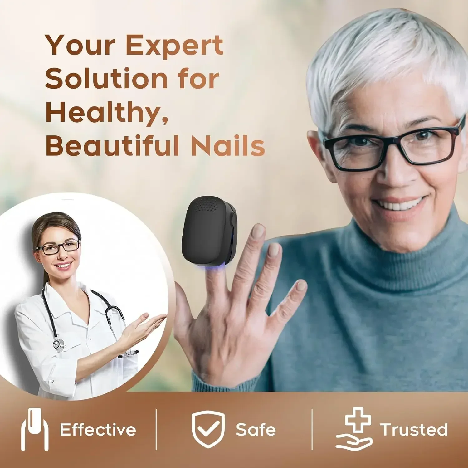 การรักษาเชื้อราเล็บ LED อุปกรณ์เลเซอร์สําหรับทําความสะอาด Onychomycosis ชาร์จ USB 905nm แสงอินฟราเรด 470nm แสงสีฟ้าเล็บ Salon