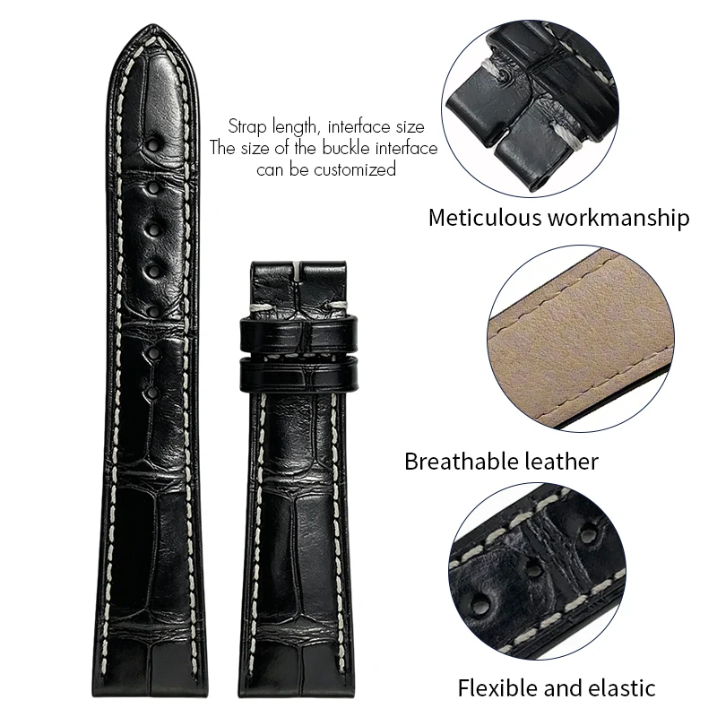 Handcrafted American Alligator Skin Watch Strap Custom Length Width Color Genuine Crocodile Leather Replacement Wristband For Al