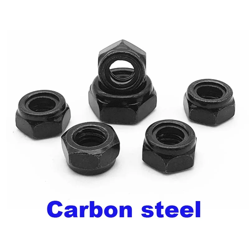 2/5/25 Stück M2 M2,5 M3 M4 M5 M6 M8 M10 M12 M16 304 Edelstahl Schwarz Sechskant Nylon Einsatz Sicherungsmutter Selbstsichernde Nylockmutter Sicherungsmutter