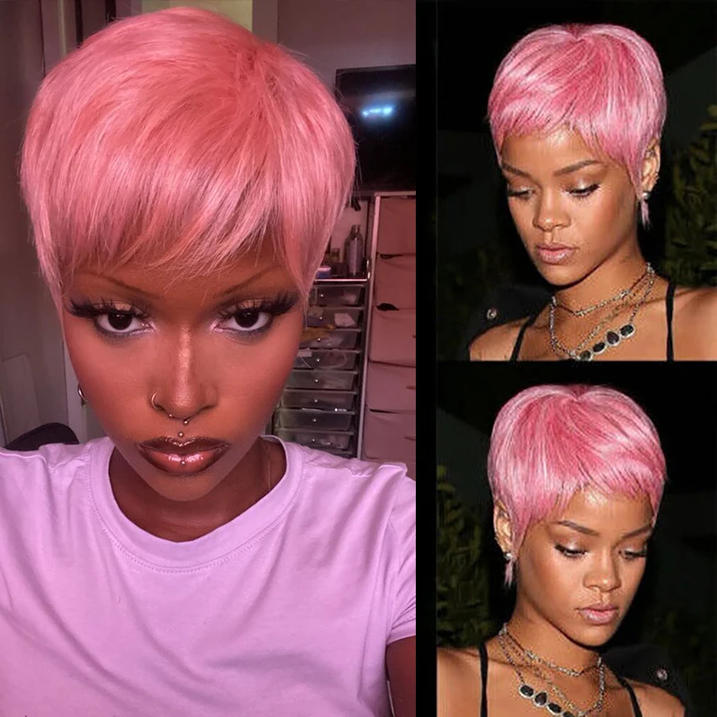 Highlight Synthetic Wigs Short Straight Pixie Cut Wig