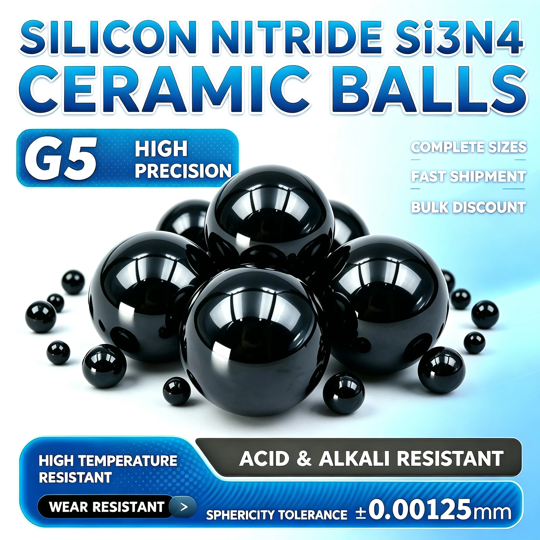 Silicon Nitride Si3N4 Ceramic Bearing Balls G5 Dia 12/15/16/18/20/22/24/25/27/30/35/40/50/80/100mm 1pcs