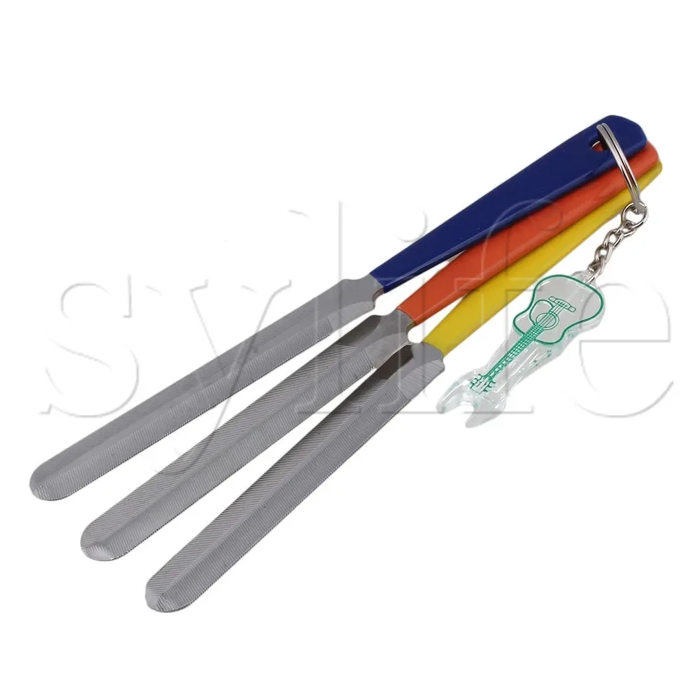 

3 x Luthier Steel Bass Ukulele Fret Nut Files w/Key Chain+Guitar Pendant