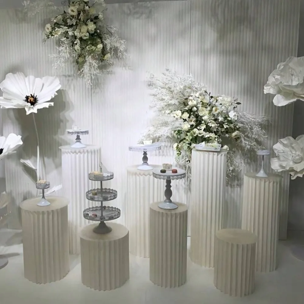 Foldable White Cardboard Column 30x20cm | Cylinder Pedestal Stand for Wedding & Party Centerpieces | Display Vase Base
