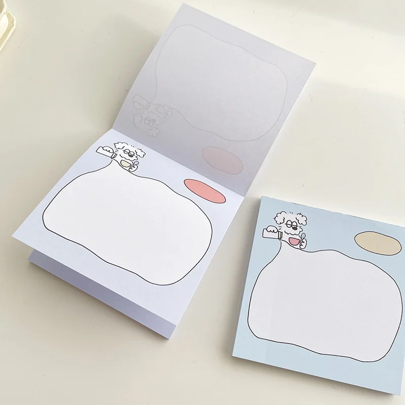 Ins Cartoon Cute Big Eyed Dog Memo Pad Kawaii Square Mini Notepad Dialog Box Message Paper School Stationery 50 Sheets Square