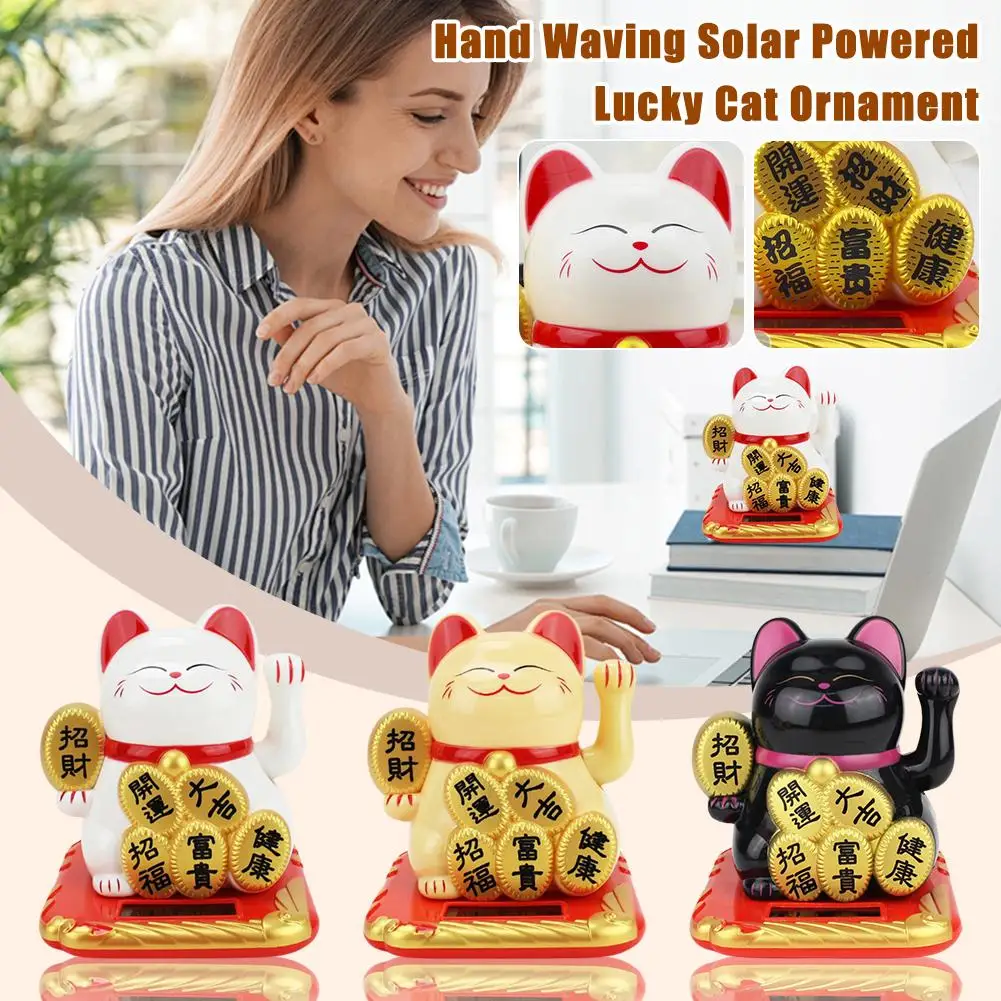 2.5 inch ABS Lucky Cat Bouncing Hand Japanese Statue Decor Fortune Kawaii Waving Statue Room Fengshui Accessories Cat Chine H0E8