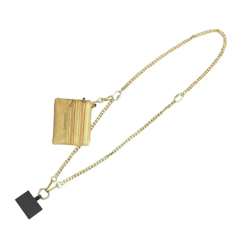 Correia ajustável para telefone com bolsa com zíper para mulheres, cordão para celular, crossbody com carteira, cordão antiperdido, moda