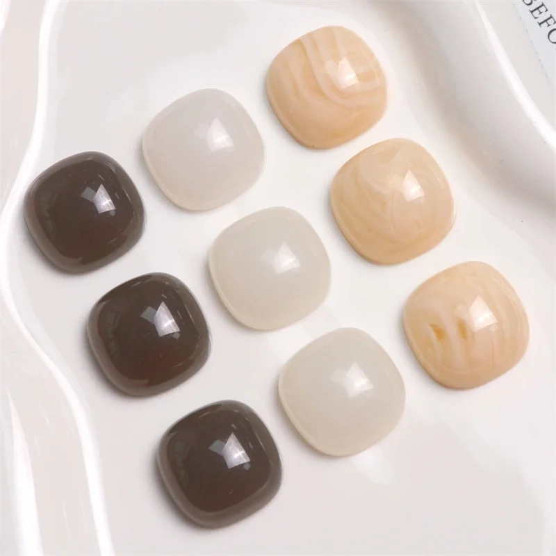 Newest 100pcs/lot 20mm color print geometry square shape resin cabochon beads diy jewelry garment/hair accessory