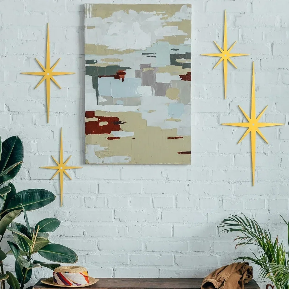 CIFBUY Iron Wall Art Atomic Star Metal Waterproof Sculpture For Home Living Room Hanging Decor Mid Century Gift