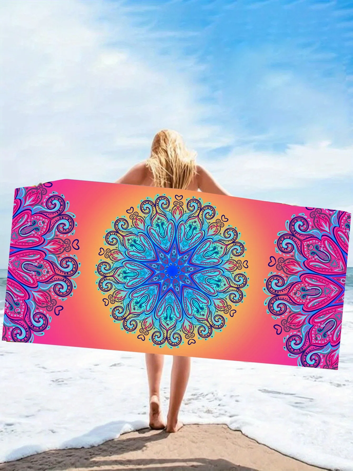 1PC Mandala pattern Beach Towel for Abuela Abuelo Mama Papa Festival day Birthday Quick-Dry Towel For Bath Yoga Tourism Swimming