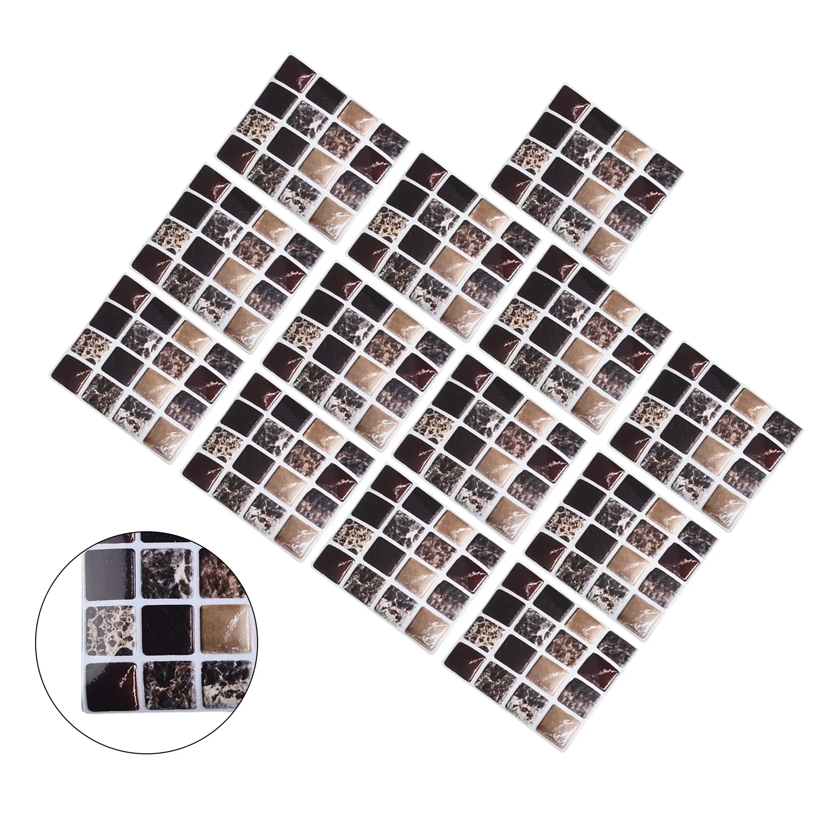 Mosaic Tile Sticker Set 20PCS Waterproof Design Suitable for Enhancing Aesthetic Appeal in Kitchens and Bathrooms