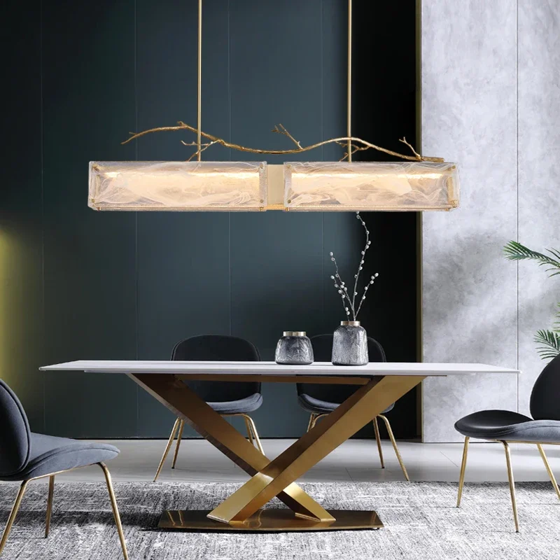 

All copper light luxury chandelier restaurant lamp designer personality creative bar table lamp long glass simple table lamp