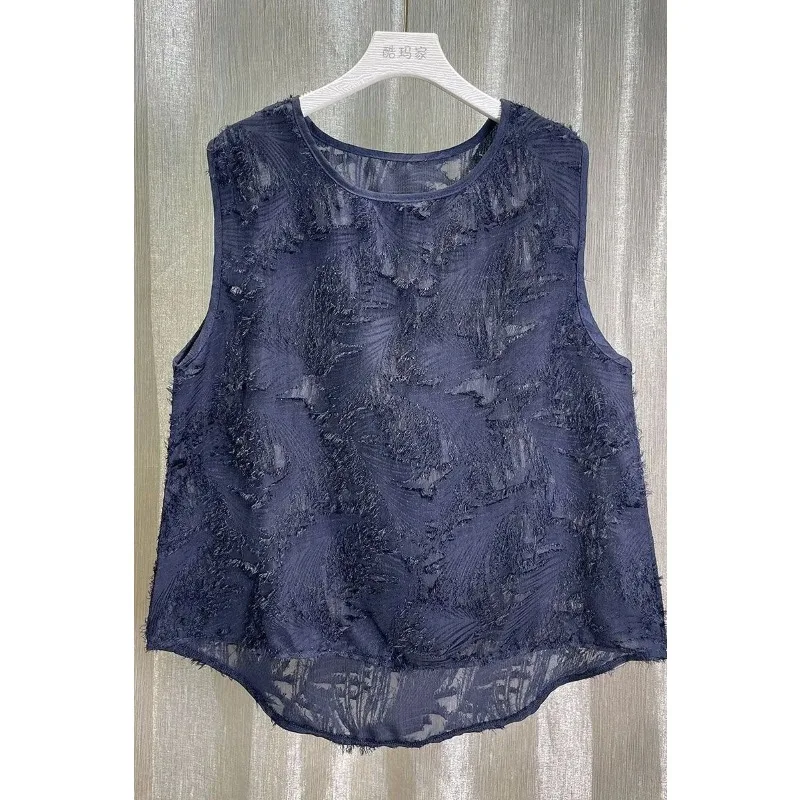 

Женская летняя блузка без рукавов из прозрачного шифона с бахромой, свободного кроя, повседневная