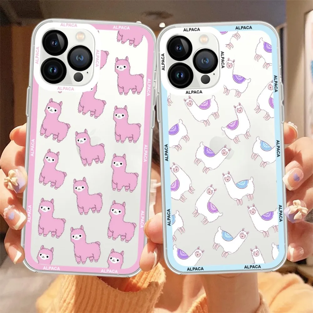 alpaca Phone Case For iPhone 11 12 Mini 13 14 15 Pro Max Transparent Shell