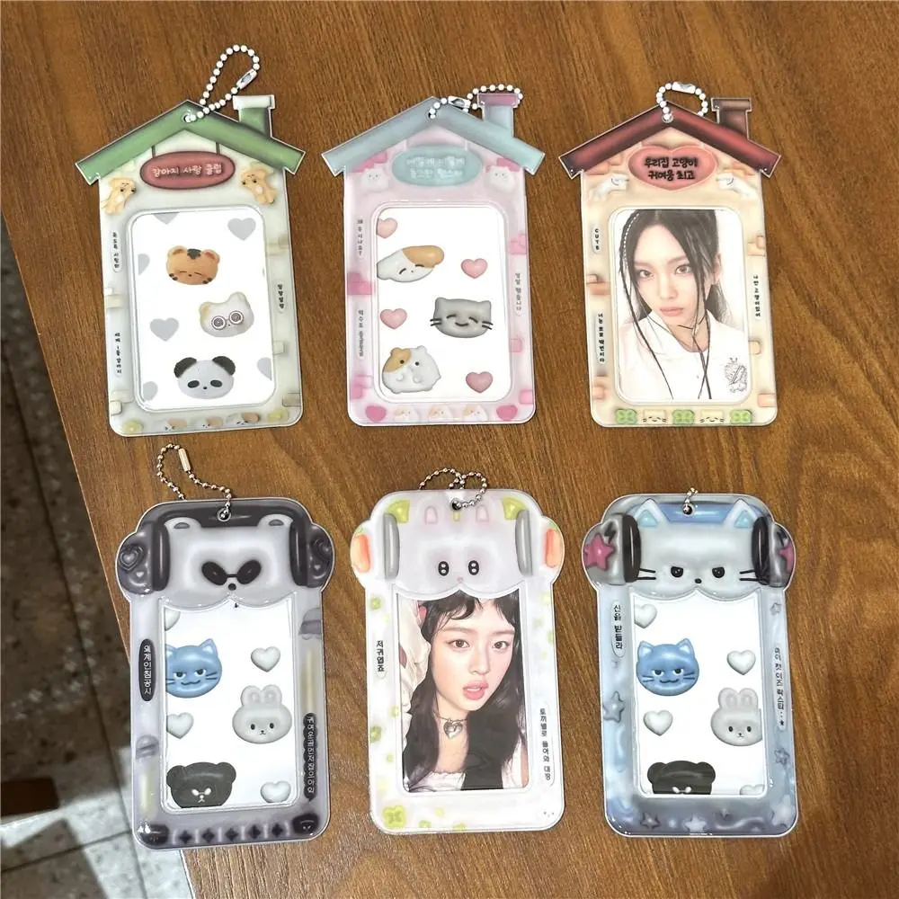 

Rabbit Cool Bear Idol Photocard Holder Korean Style 3D Captain Bunny Card Sleeve Protective Case Y2K Rock Cat Bus Card Holder