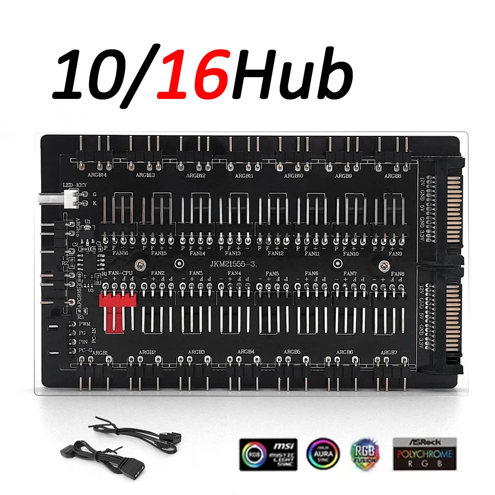 محور تقسيم كابل أرغب لـ Asus ، MSI ، GIGABYTE ، اللوحة الأم ASRock ، محول محور المروحة ، كمبيوتر مكتبي ، ملحقات الكمبيوتر ، 16 منفذ ، 10 منافذ