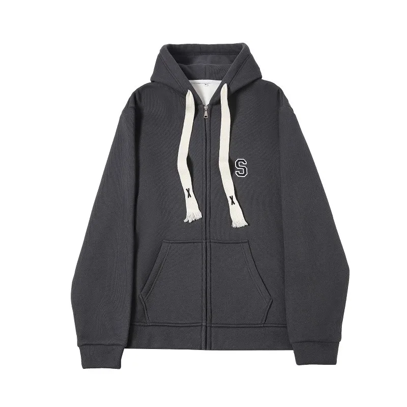 2023 Loose hooded hoodie female students autumn and winter slim everything with navy blue zipper cardigan jk coat top