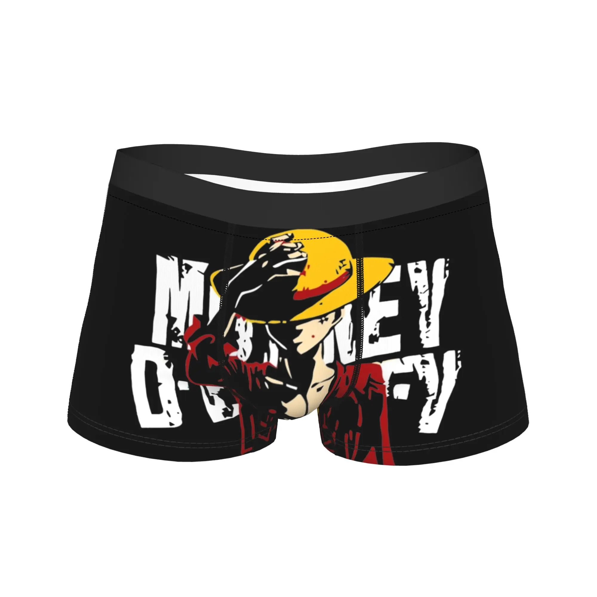 

Мужские трусы-боксеры с принтом Monkey D. Luffy, забавные аниме-трусы, мягкие мужские трусы больших размеров