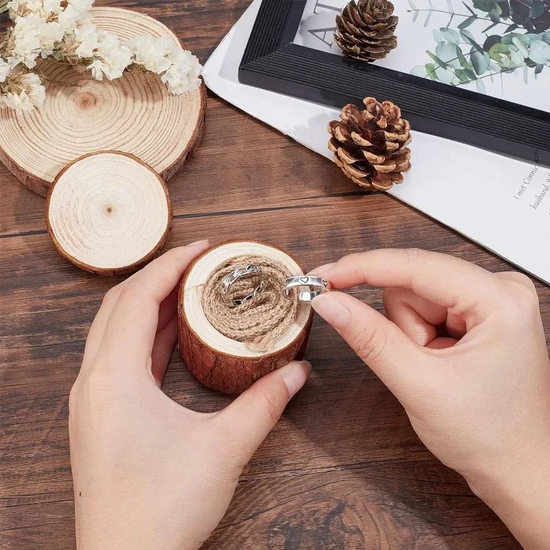 1pc Ring Box Wooden Ring Dish Storage Box Wedding Ceremony Wood Ring Bearer Box Rustic Ring Stand Jewelry Holder Storage Case