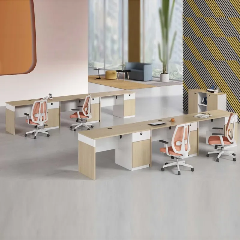 Modern Single Desk with Privacy Screen and Locker Office Workstation Simple Staff Table Compact Cubicle for Small Space