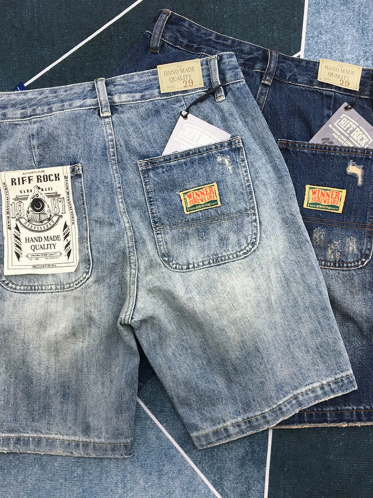 American Style Casual Ripped Denim Shorts Men Summer New Vintage Washed Trendy Loose Match Five-Point Pants Jeans