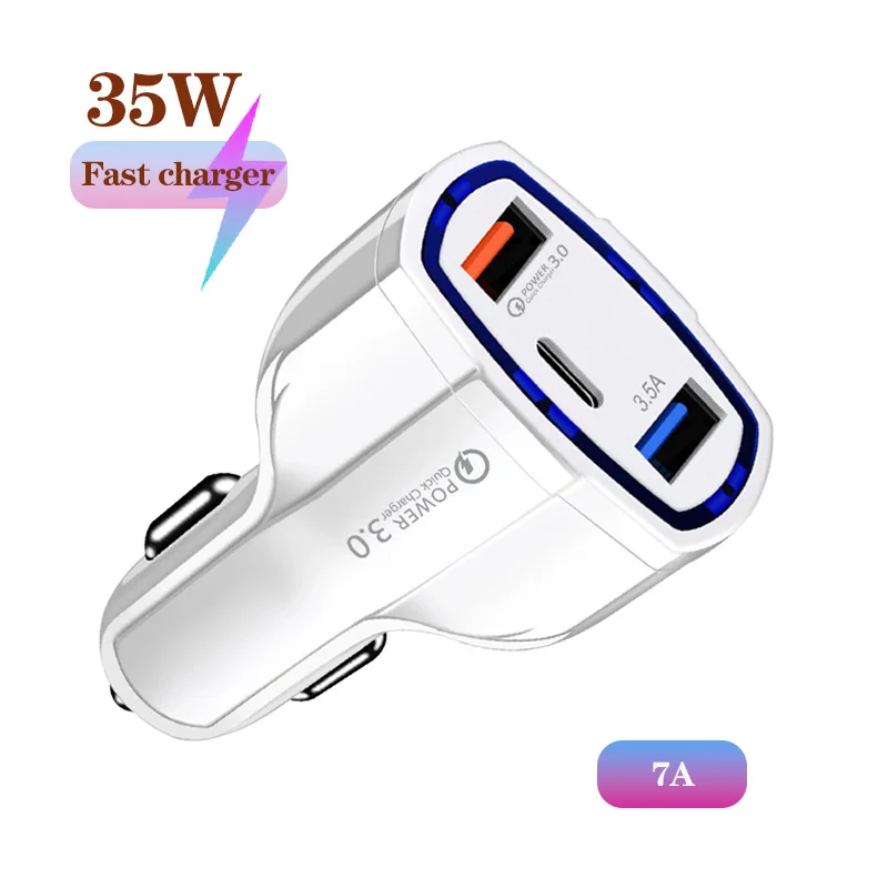 

35W 3Port USB Car Super charger QC30/AFC/DCP/FCP/SCP/FOR VOOC/Dash/Warp/PD for HUAWEI Samsung Xiaomi Car Cigarette Lighter