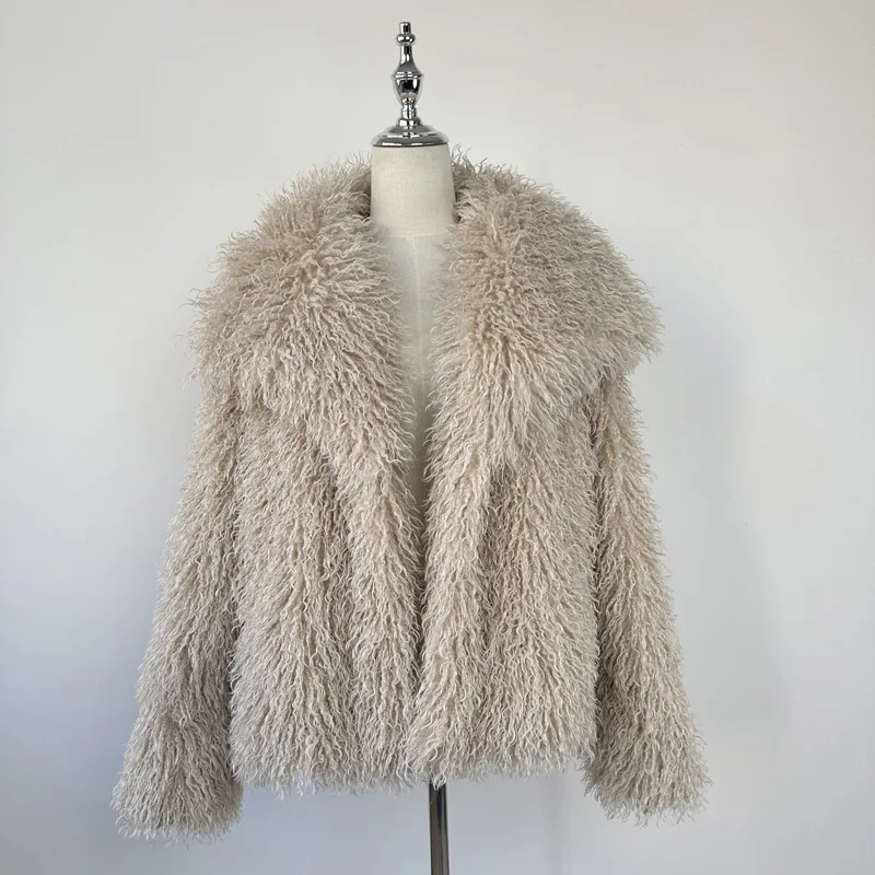 Fashionable Aesthetics Imitation Fox Fur Environmentally Friendly Fur Short Women's Winter Imitation Beach Wool lapel Fur Coats