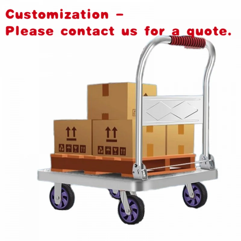custom.Market Cart Hand Cart Foldable Stainless Steel Platform Trolley Foldable Cart