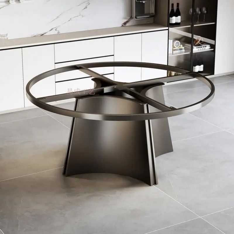 Round dining table base Stainless steel rock slab  Marble round  Household luxury stone round table table