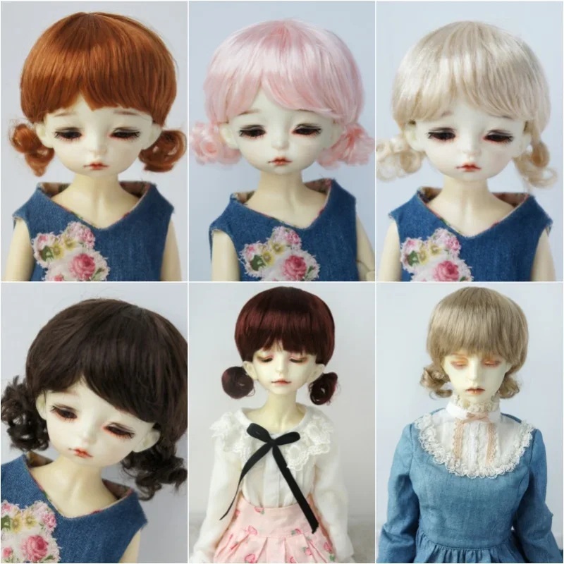 

JD400 Double Curly Mini Pony BJD Wig Synthetic Mohair for 1/6 1/4 1/3 YOSD MSD SD Blythes Pullip 6-11 Inch Sizes