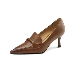 Women's new spring and summer leather cowhide high heels, pointed high-end temperament, slim heels, fashion shoes, sandals