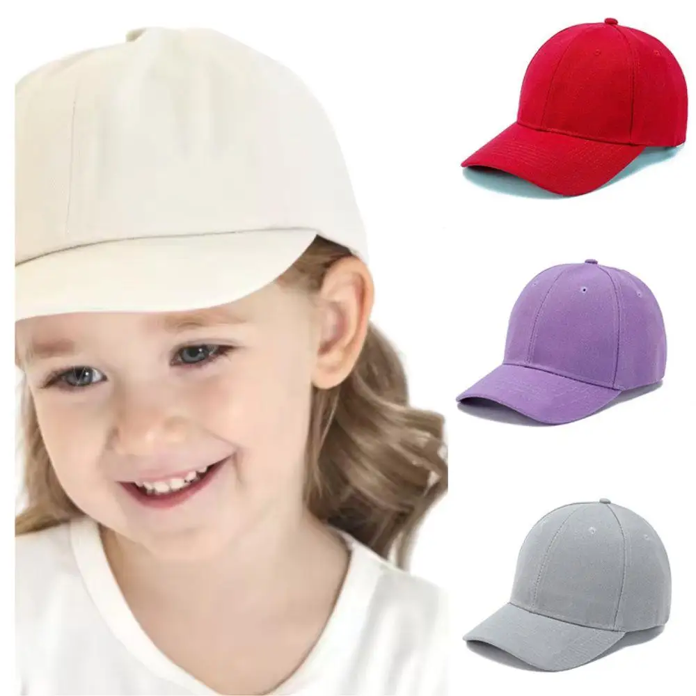 

Hot Kids Solid Color Baseball Caps Adjustable Travel Hats Simple Fashion Casual Cap Classic Sun Hats For Boys Girls Peaked Cap