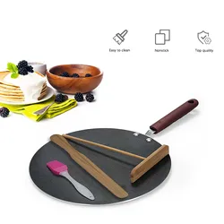 Pancake Pan Aluminum Alloy Crepe Maker Flat Pan Griddle Pan with Spreader & Spatula Crepe Maker Griddle Flat Pan