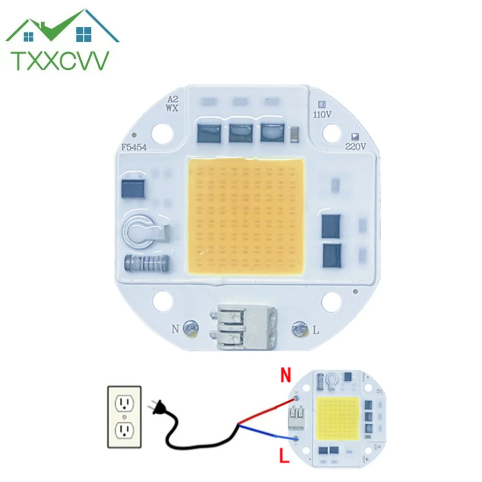 TxxCvv 110V 220V LED Chip 20W 30W 50W COB Chip No Need Driver LED Lamp Beads for Flood Light Spotlight DIY LightingWelding Free