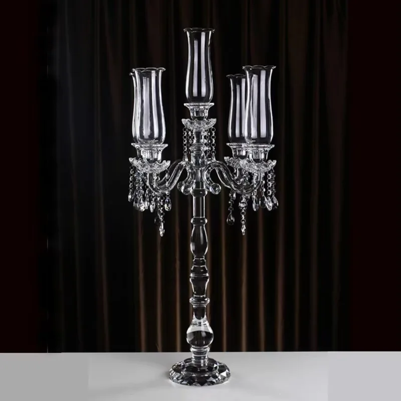 Hot Sale Handmade Eco-Friendly 5-Arm Wedding Crystal Glass Candelabra Centerpiece for Christmas Home Decoration Wholesale