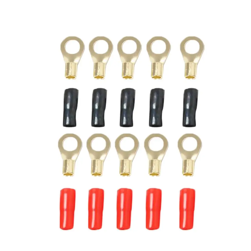 

5 Pairs 8 AWG Car Electronics Ring Terminals Connectors Brass Contact