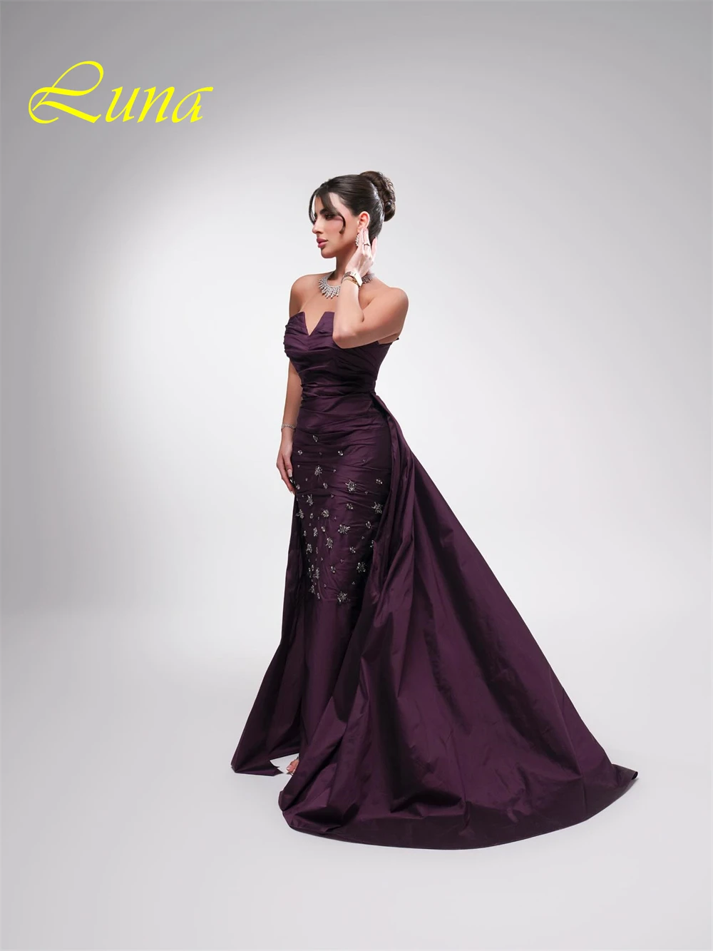 Robe de soirée élégante, personnalisée, sans bretelles, sans manches, en Jersey de haute qualité, robes de bal de tempérament, robes de soirée de mariée en cristal