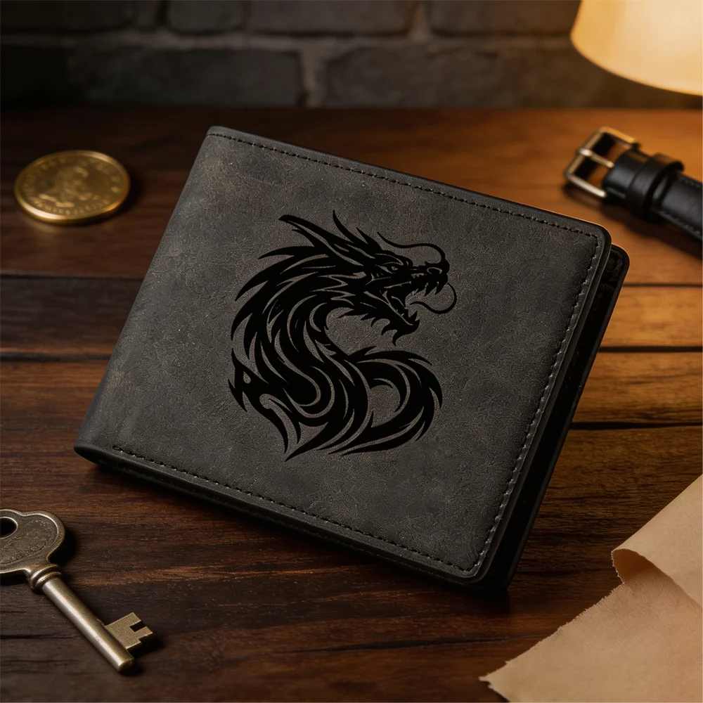Klassische Mini-Geldbörse für Herren mit modischen Mustern, Retro-Prints, mehreren Kartenfächern und kompaktem Design.