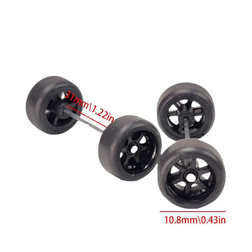 1:64 Scale Wheels for Hot Wheels Rubber Tire Model Car Modified Parts Racing Vehicle Toys For Hotwheels