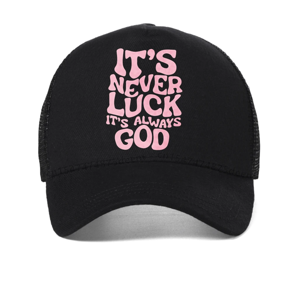 

It's Never Luck print baseball cap For Women Casual sun hat fashion casual adjustable breathable trucker caps mesh snapback hats