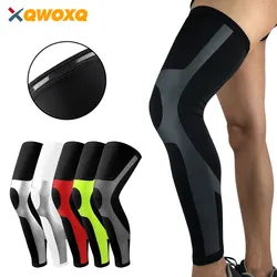 Manchon de compression de jambe complète pour hommes et femmes, jambières de cyclisme, genouillère de sport en plein air, manches de soutien de jambe UV, 1 PC