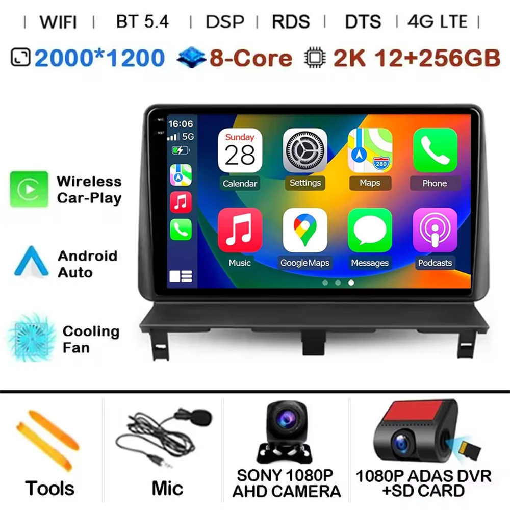 Android 15 autoradio multimediaspeler GPS DSP voor Peugeot Partner 1 2002 - 2008 Partner Origin 1 2008 - 2011 met Carplay - afbeelding 1
