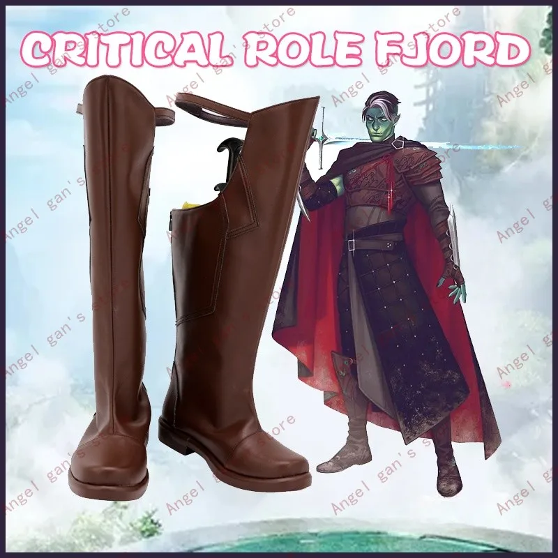 

Критическая роль Финord Косплей Костюм Обувь Коричневые ботинки из искусственной кожи ручной работы для рождественской вечеринки на Хэллоуин