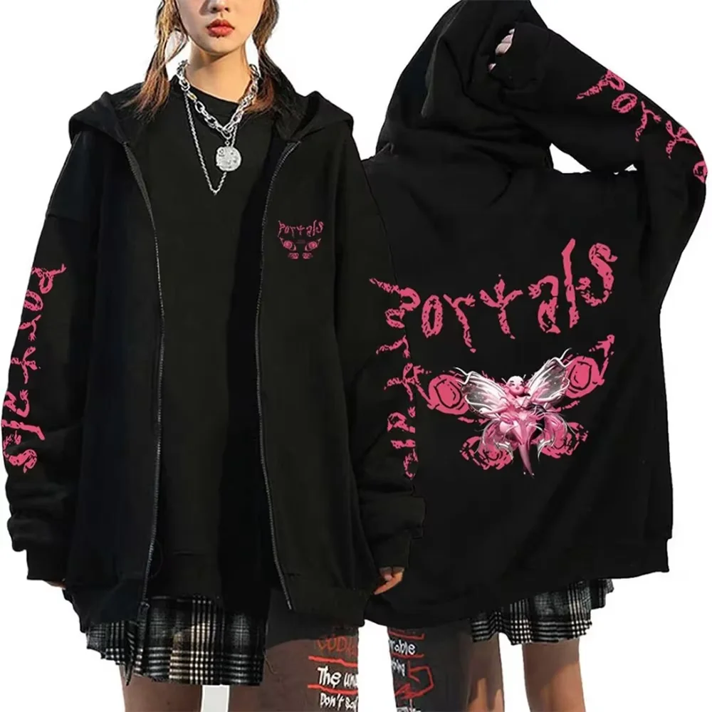 Melanie Martinez Tour Zip-Up Hoodies, lässige Kapuzenpullover für Männer und Frauen, Hip-Hop-Streetwear, Y2K Gothic Zip Oversized Tops – Detail 2