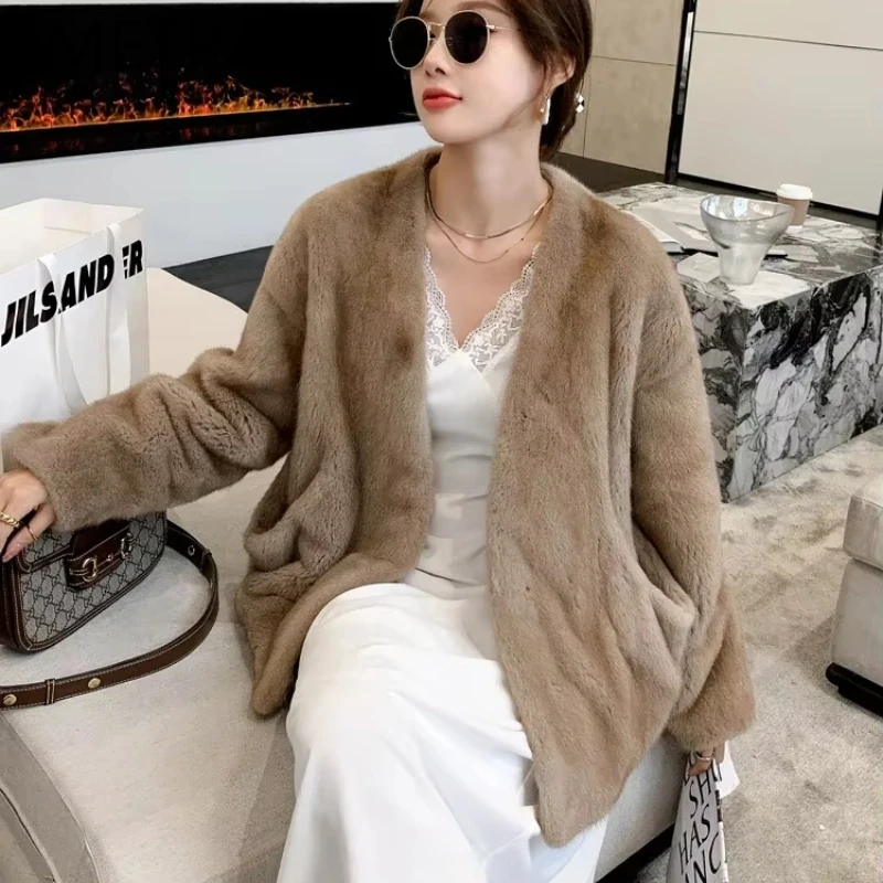 Real Whole Mink Fur Coat Women Short Luxury Fur Jacket Trending Fashion Winter Clothes Woman New in Outerwears шуба женская 2024