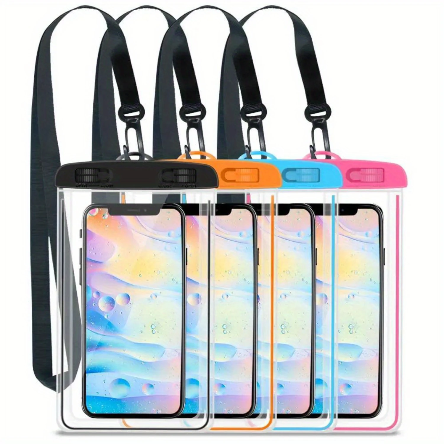 4Packs Universal Waterproof Phone Pouch - Fluorescence Waterproof Case For  15 14 13 12 11 Pro Max XS Plus   Cellphone Up To 7.0