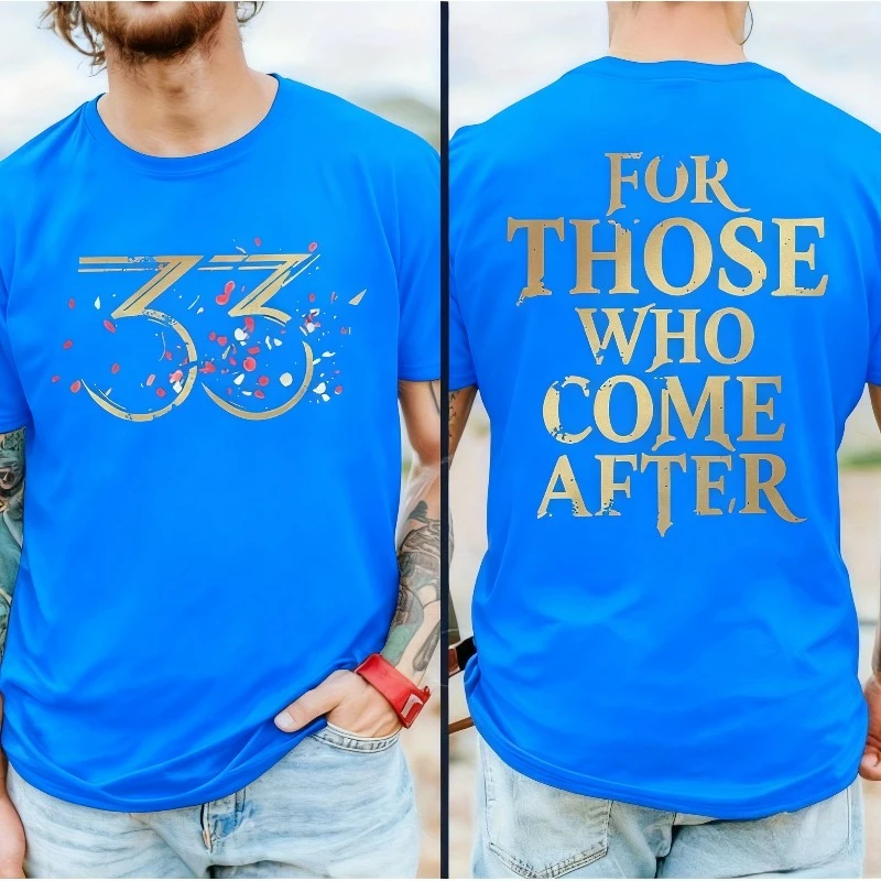 تي شيرت ألعاب Claire Obscur Expedition 33 إصدار محدود باللون الأسود الذهبي رقم 33 مطبوع من الأمام والخلف للجنسين إصدار جامعي