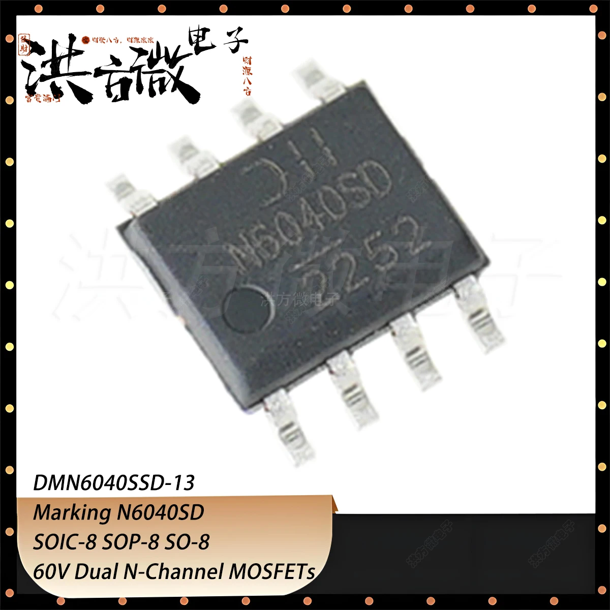 10PCS DMN6040SSD-13 Marking N6040SD SOIC-8 SOP-8 60V 5A 1.3W Dual N-Channel 2N-CH NEW Original Field-Effect Transistor MOSFETs
