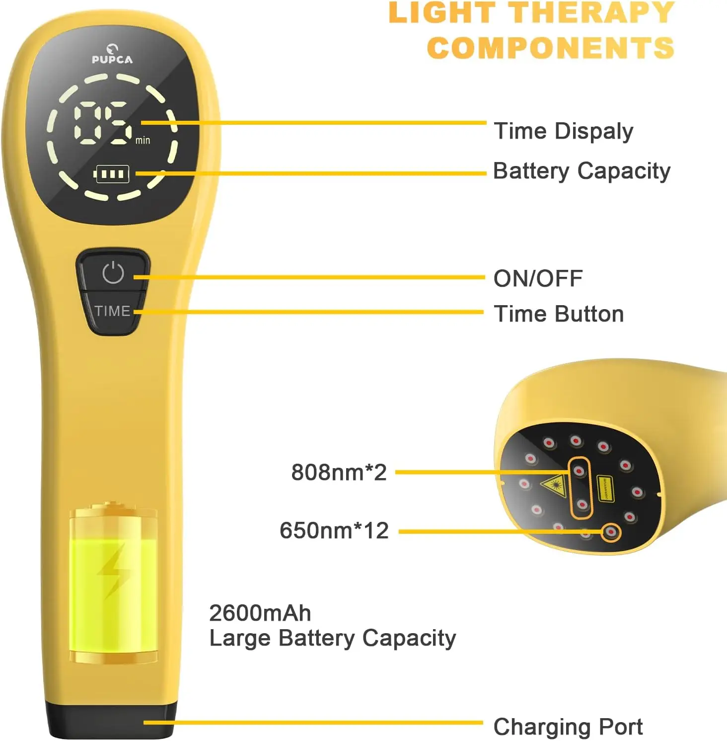 Dispositivo Handheld da terapia da luz vermelha para animais de estimação, diodos do laser 2 * 808nm, terapia fria do laser para o Musculatigue e cuidado da pele