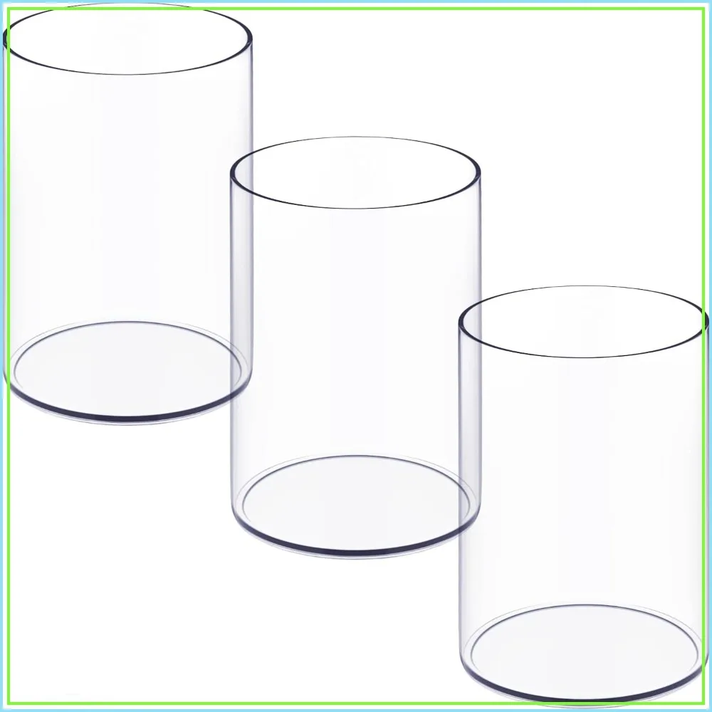 

Clear Acrylic Desk Organizer Set of 3, Round Pen & Pencil Holders for Home, School, Office